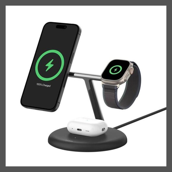 Belkin Other - Open Box - Belkin -  Qi2 3-in-1 Wireless Charging Stand - Black Black